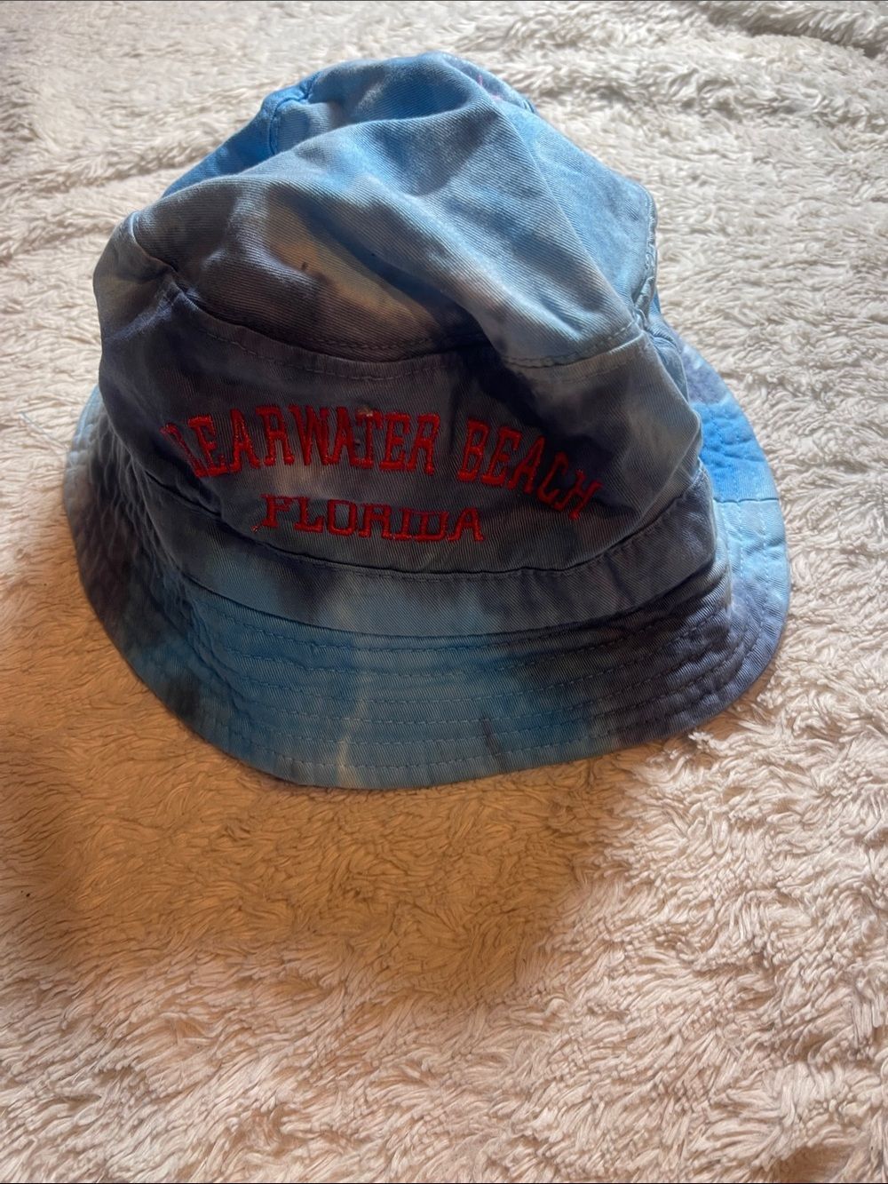 Clearwater Beach Florida Blue Tie-Dye Bucket Hat NWT